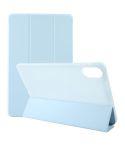 For Honor Pad X9 / X8 Pro Solid Color 3-folding Leather Tablet Case(Ice Blue)