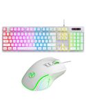 HXSJ L200+X100 Wired RGB Backlit Keyboard and Mouse Set 104 Pudding Key Caps + 3600DPI Mouse(White)