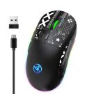 HXSJ T90 RGB Light Three-mode Wireless Gaming Mouse(Black)