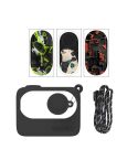 For Insta360 GO 3 Sunnylife Silicone Case Stickers Skin Wrap Lens Cover with Neck Strap(Black)