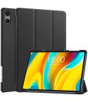 For Teclast T50 Pro Custer Solid Color 3-Fold Stand Leather Tablet Case(Black)