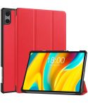 For Teclast T50 Pro Custer Solid Color 3-Fold Stand Leather Tablet Case(Red)