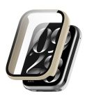 For Xiaomi Mi Band 8 Pro PC + Tempered Glass Film Integrated Watch Protective Case(Ivory White)