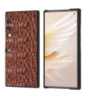 For Honor V Purse Genuine Leather Canopy Black Edge Phone Case(Brown)