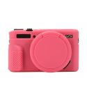For Canon PowerShot G7 X Mark II / G7X2 Soft Silicone Protective Case with Lens Cover(Peach Red)