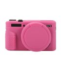 For Canon PowerShot G7 X Mark II / G7X2 Soft Silicone Protective Case with Lens Cover(Rose Red)