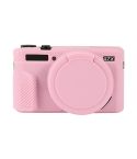 For Canon PowerShot G7 X Mark II / G7X2 Soft Silicone Protective Case with Lens Cover(Pink)