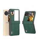 For OPPO Find N3 Flip ABEEL Hinge Wood Texture PU Phone Case(Green)