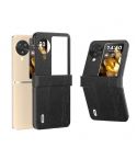 For OPPO Find N3 Flip ABEEL Hinge Wood Texture PU Phone Case(Black)