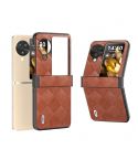 For OPPO Find N3 Flip ABEEL Hinge Weave Plaid PU Phone Case(Brown)