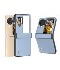 For OPPO Find N3 Flip ABEEL Hinge Genuine Leather Wave Black Edge Phone Case(Blue)