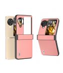 For OPPO Find N3 Flip ABEEL Hinge Genuine Leather Wave Black Edge Phone Case(Pink)