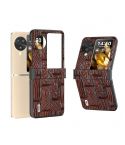 For OPPO Find N3 Flip ABEEL Hinge Genuine Leather Mahjong Pattern Black Edge Phone Case(Brown)