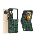 For OPPO Find N3 Flip ABEEL Hinge Genuine Leather Mahjong Pattern Black Edge Phone Case(Green)