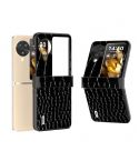 For OPPO Find N3 Flip ABEEL Hinge Genuine Leather Crocodile Pattern Black Edge Phone Case(Black)