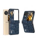 For OPPO Find N3 Flip ABEEL Hinge Genuine Leather Canopy Black Edge Phone Case(Blue)