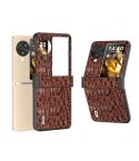 For OPPO Find N3 Flip ABEEL Hinge Genuine Leather Canopy Black Edge Phone Case(Brown)