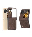 For OPPO Find N3 Flip ABEEL Hinge PU Leather Black Edge Phone Case(Coffee)