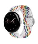 For Google Pixel Watch / Watch 2 Nylon Loop Magnetic Buckle Watch Band(White Rainbow)