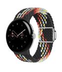 For Google Pixel Watch / Watch 2 Nylon Loop Magnetic Buckle Watch Band(Black Rainbow)