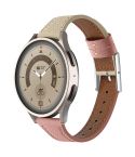 22mm Universal Genuine Leather Watch Band(Dark Pink White)