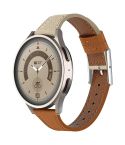 22mm Universal Genuine Leather Watch Band(Brown White)