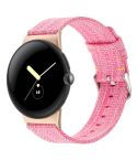 For Google Pixel Watch 2 / Pixel Watch Nylon Canvas Watch Band(Pink)