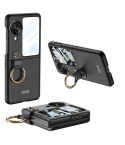 For OPPO Find N3 Flip GKK Integrated Ultra-thin Full Coverage Phone Case with Ring Holder(Black)