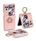 For OPPO Find N3 Flip GKK Integrated Magnetic Hinged Flip Case with Ring Holder(Pink)