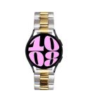 22mm Universal Three-Bead Stainless Steel Watch Band(Silver Gold)