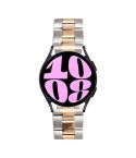 22mm Universal Three-Bead Stainless Steel Watch Band(Silver Rose Gold)
