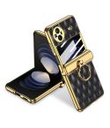 For vivo X Flip GKK Integrated Rhombus Pattern Electroplating Leather Magnetic Phone Case with Ring(Black)