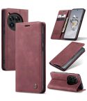 For OnePlus 12 CaseMe 013 Retro Frosted Flip Leather Phone Case(Wine Red)