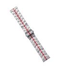 22mm Stainless Steel Watch Band(Silver Red)