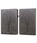 For Amazon Kindle Paperwhite 5 2021 Tree & Deer Embossed Leather Tablet Case(Grey)