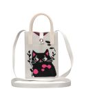 Cat Knitted Mini Crossbody Phone Bag For 6.9 inch and Below Phones(White)