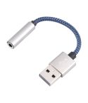 USB Male to 3.5mm Female Weave Texture Audio Adapter(Blue)