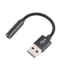 USB Male to 3.5mm Female Weave Texture Audio Adapter(Black)