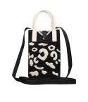 Leopard Print Knitted Mini Crossbody Phone Bag For 6.9 inch and Below Phones(Black)