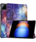 For Xiaomi Pad 6S Pro Custer Painted 3-Fold Holder Smart Leather Tablet Case(Milky Way Nebula)