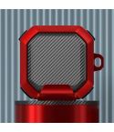 For Galaxy Buds Live / Pro /2 /2 Pro / FE Carbon Fiber TPU Hybrid PC Case with Hook(Red)