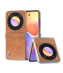 For ZTE nubia Flip ABEEL Three Parts Frosted Transparent Frame Hinge Calf Texture PU Phone Case(Brown)