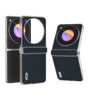 For ZTE nubia Flip ABEEL Three Parts Frosted Transparent Frame Hinge Genuine Leather Wave Phone Case(Green)