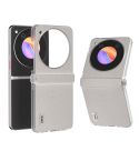 For ZTE nubia Flip ABEEL Three Parts Frosted Transparent Frame Hinge Genuine Leather Wave Phone Case(Grey)