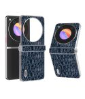 For ZTE nubia Flip ABEEL Three Parts Frosted Transparent Frame Genuine Leather Canopy Phone Case(Blue)