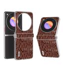 For ZTE nubia Flip ABEEL Three Parts Frosted Transparent Frame Genuine Leather Canopy Phone Case(Brown)