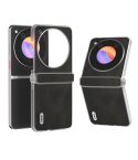 For ZTE nubia Flip ABEEL Three Parts Frosted Transparent Frame Two-color Calf Texture PU Phone Case(Black)