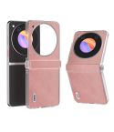 For ZTE nubia Flip ABEEL Three Parts Frosted Transparent Frame Two-color Calf Texture PU Phone Case(Pink)