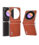 For ZTE nubia Flip ABEEL Three Parts Frosted Transparent Frame Two-color Calf Texture PU Phone Case(Brown)