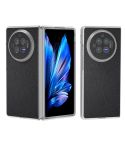For vivo X Fold3 ABEEL Genuine Leather Elegant Frosted Transparent Edge Phone Case(Black)